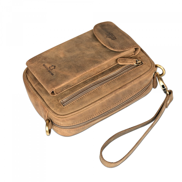 Leder Handgelenktasche für Unisex aus Rindleder 23- (147A) Herrentasche echtes Leder Tasche Bag Neu
